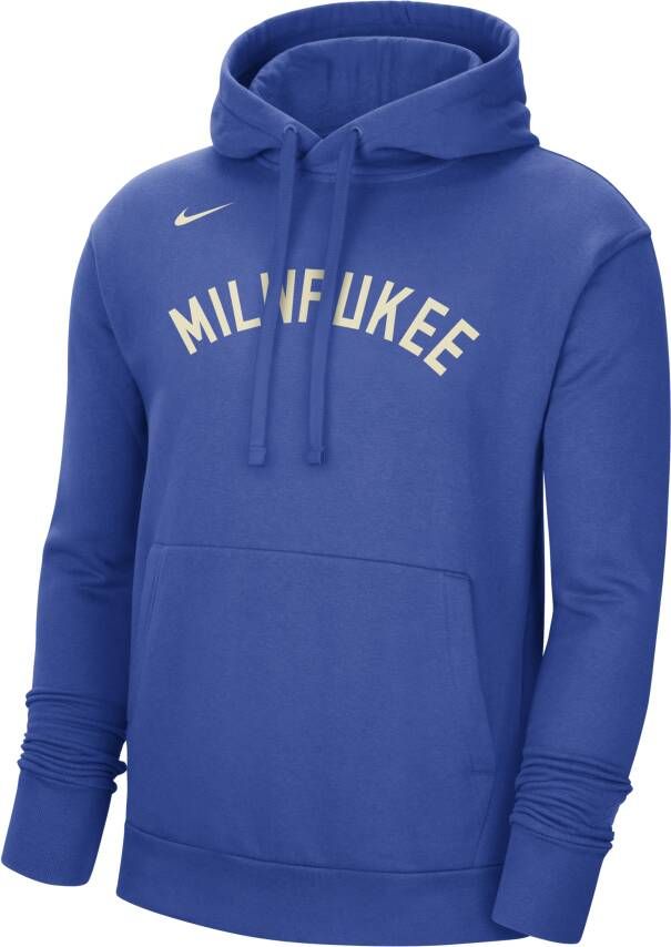 Nike Milwaukee Bucks City Edition NBA-fleecehoodie voor heren Blauw