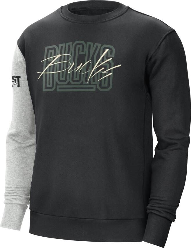 Nike Milwaukee Bucks Courtside NBA-sweatshirt van fleece voor heren Zwart