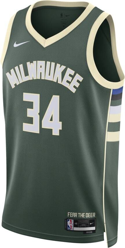 Nike Milwaukee Bucks Icon Edition 2022 23 Dri-FIT Swingman NBA-jersey voor heren Groen