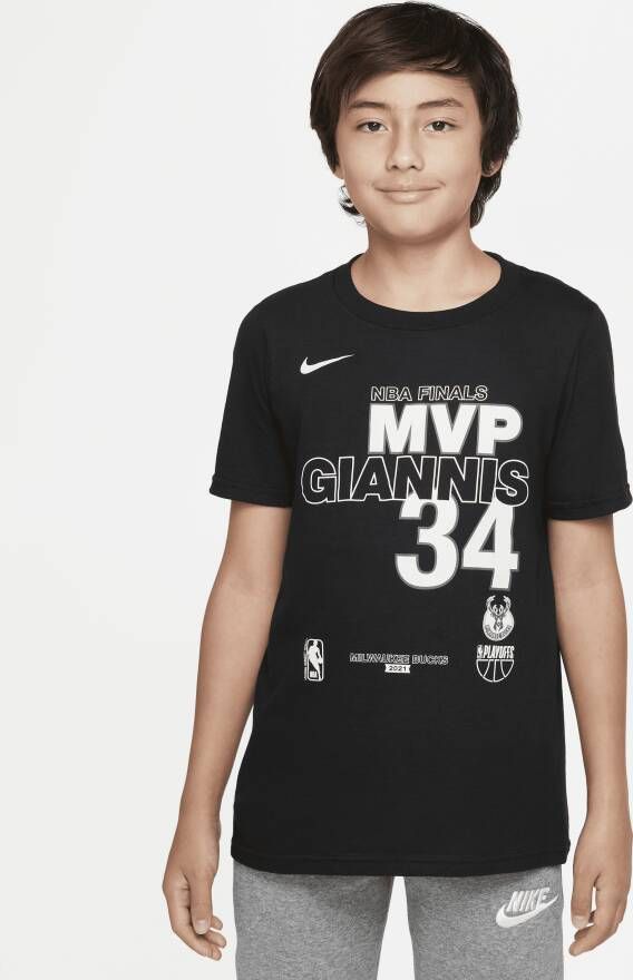 Nike Milwaukee Bucks NBA-shirt voor kids Zwart