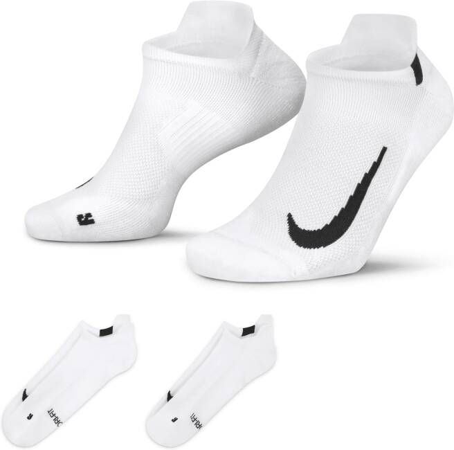 Nike Multiplier No-Show hardloopsokken (2 paar) Wit