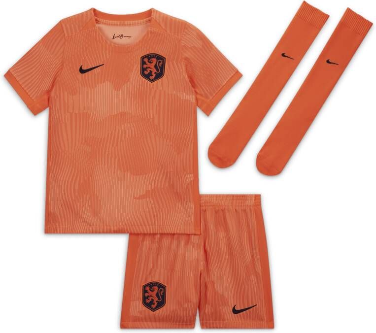 Nike Nederland 2023 Thuis Dri-FIT driedelig tenue voor kleuters Oranje