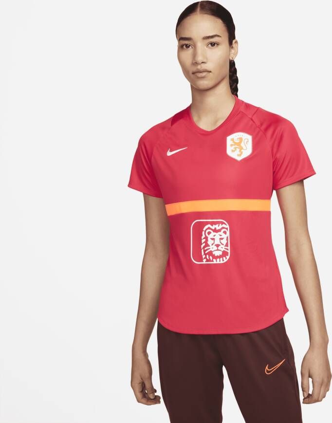 Nike Nederland Academy Pro voetbaltop met Dri-FIT en korte mouwen voor dames Rood