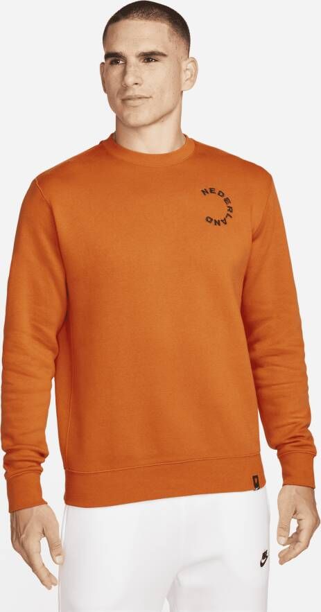 Nike Nederland Club Fleece Sweatshirt met ronde hals voor heren Oranje