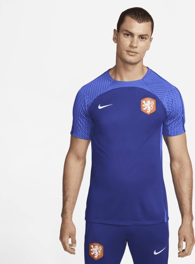 Nike Nederland Strike Dri-FIT voetbaltop met korte mouwen voor heren Blauw