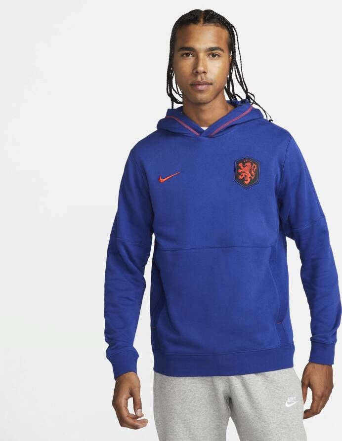 Nike Nederland Voetbalhoodie van sweatstof voor heren Blauw