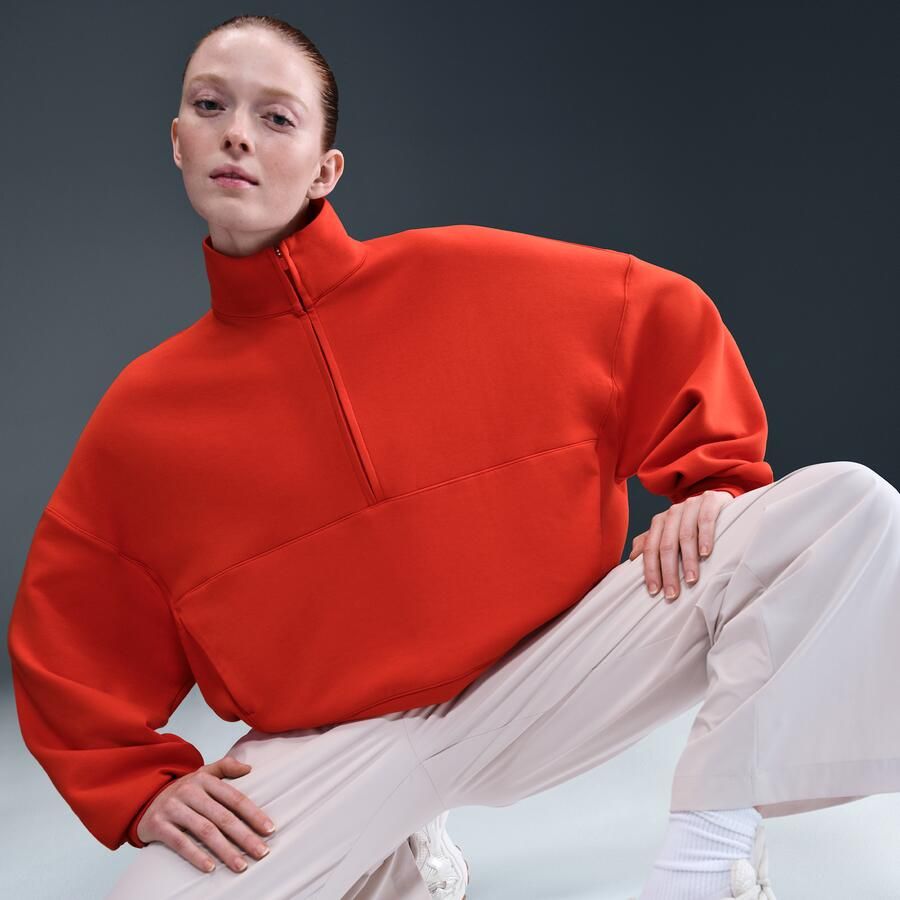 Nike 24.7 ImpossiblySoft Dri-FIT oversized damestop met halflange rits Rood - Foto 2