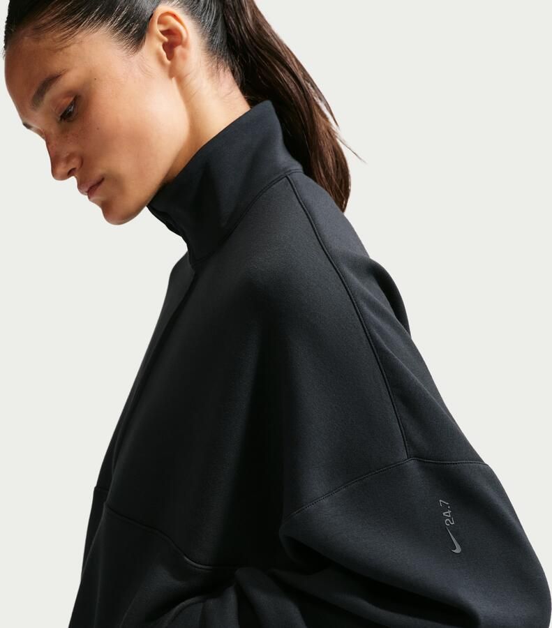 Nike 24.7 ImpossiblySoft Dri-FIT oversized damestop met halflange rits Zwart - Foto 8