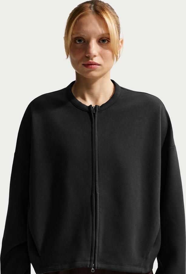 Nike 24.7 ImpossiblySoft Dri-FIT oversized top met ronde hals en volledige rits voor dames Zwart - Foto 4