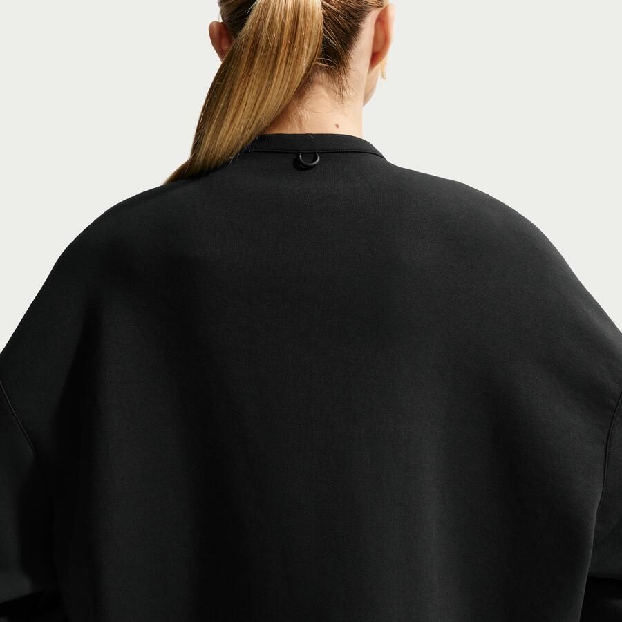 Nike 24.7 ImpossiblySoft Dri-FIT oversized top met ronde hals en volledige rits voor dames Zwart