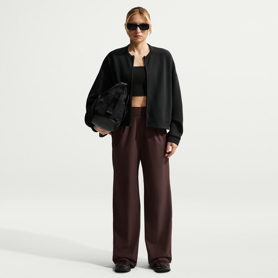 Nike 24.7 ImpossiblySoft Dri-FIT oversized top met ronde hals en volledige rits voor dames Zwart - Foto 2
