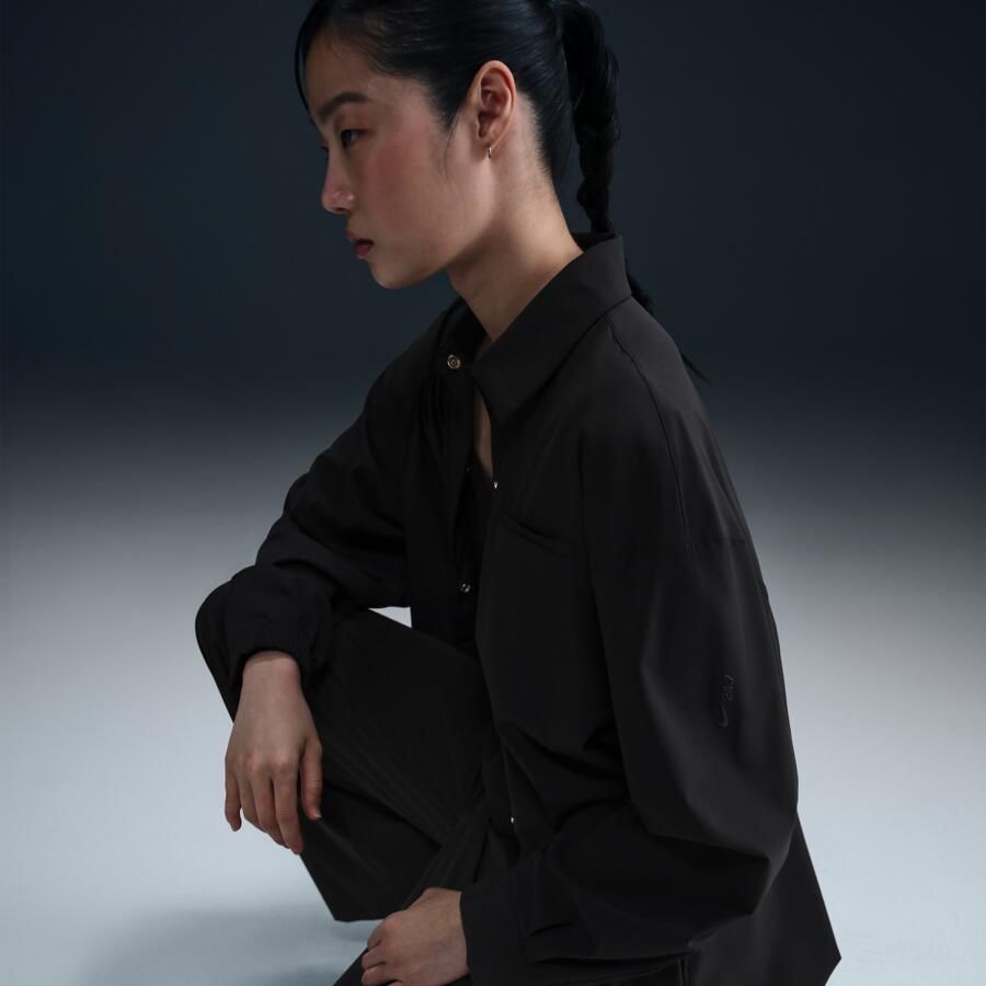 Nike 24.7 PerfectStretch Dri-FIT oversized damestop met lange mouwen Zwart