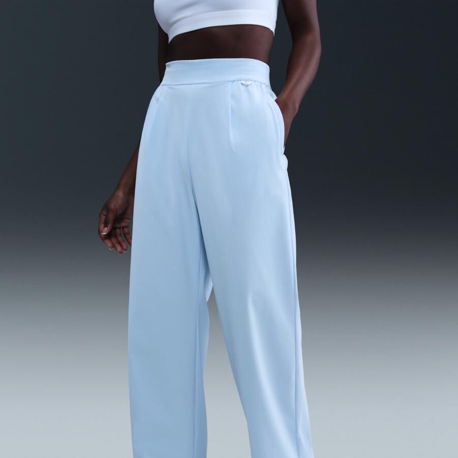 Nike 24.7 PerfectStretch Dri-FIT ruime damesbroek met hoge taille en wijde pijpen Blauw
