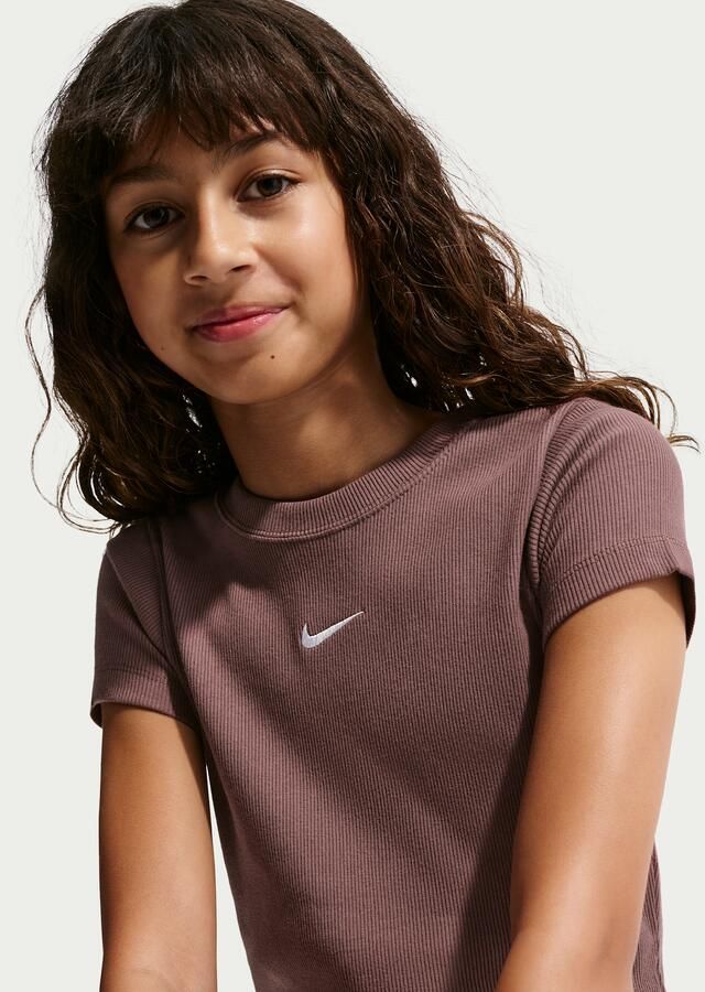 Nike aansluitend cropped geribd T-shirt voor meisjes Paars - Foto 4