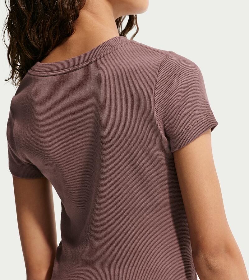 Nike aansluitend cropped geribd T-shirt voor meisjes Paars - Foto 2