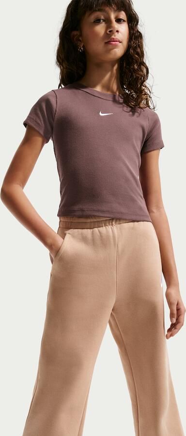 Nike aansluitend cropped geribd T-shirt voor meisjes Paars - Foto 3