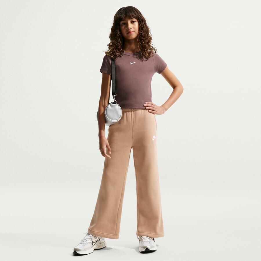 Nike aansluitend cropped geribd T-shirt voor meisjes Paars