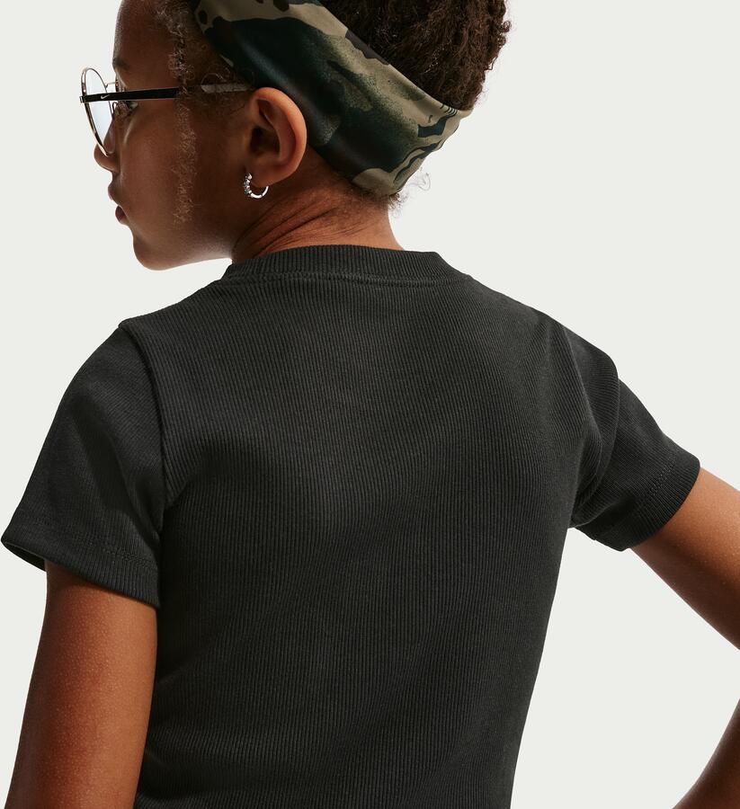 Nike aansluitend cropped geribd T-shirt voor meisjes Zwart - Foto 3