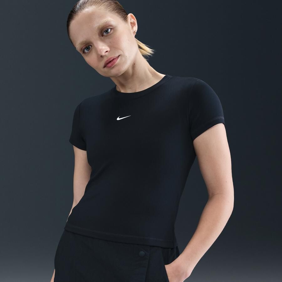 Nike aansluitend cropped top voor dames Zwart