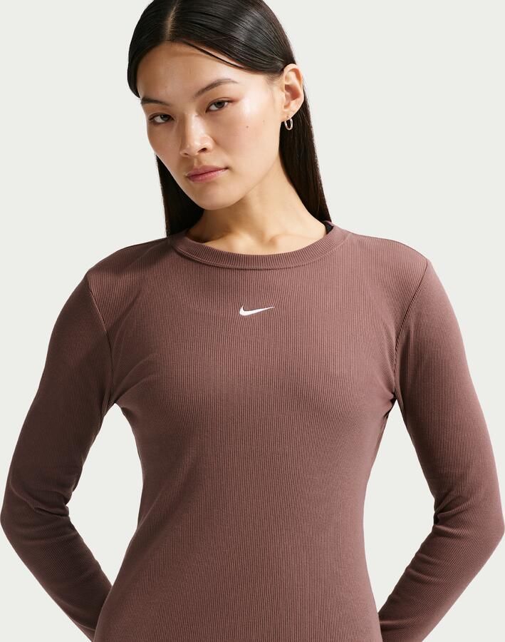 Nike aansluitend geribd T-shirt met lange mouwen voor dames Paars - Foto 4