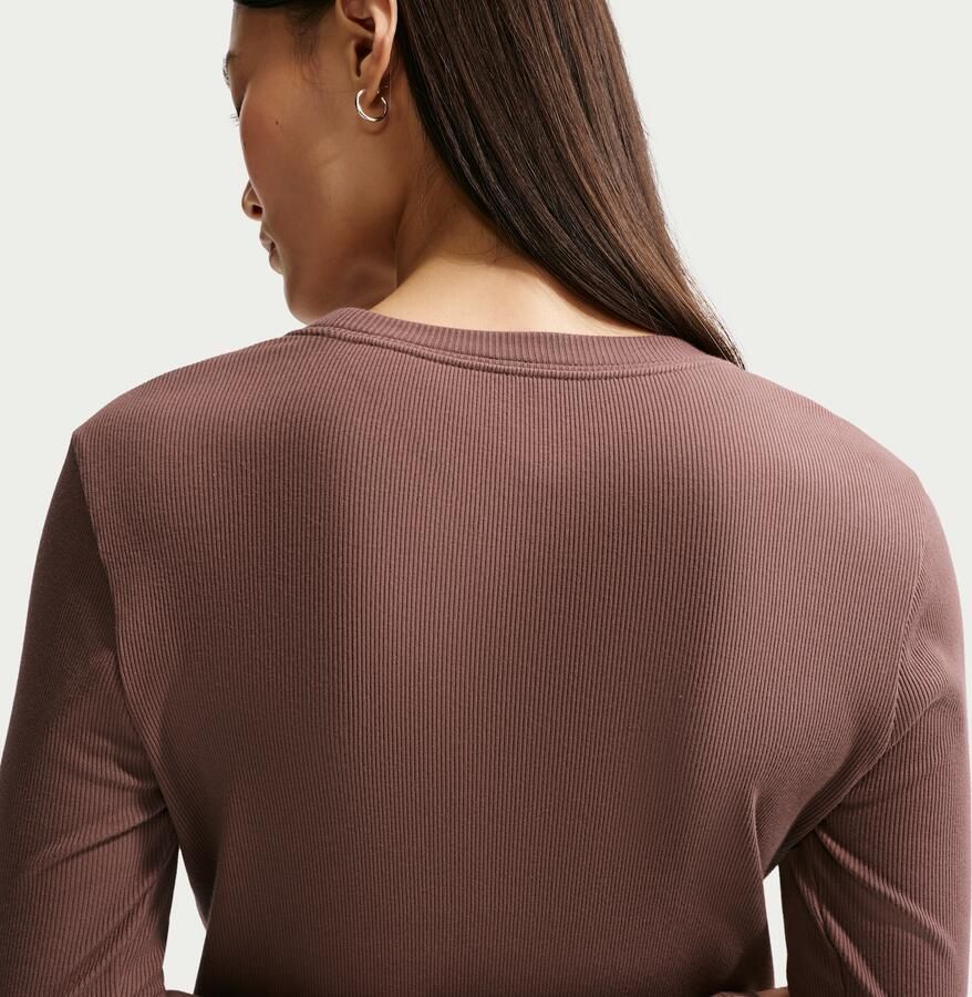 Nike aansluitend geribd T-shirt met lange mouwen voor dames Paars - Foto 3