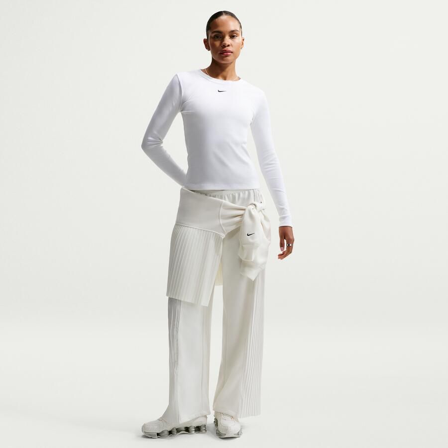 Nike aansluitend geribd T-shirt met lange mouwen voor dames Wit - Foto 2