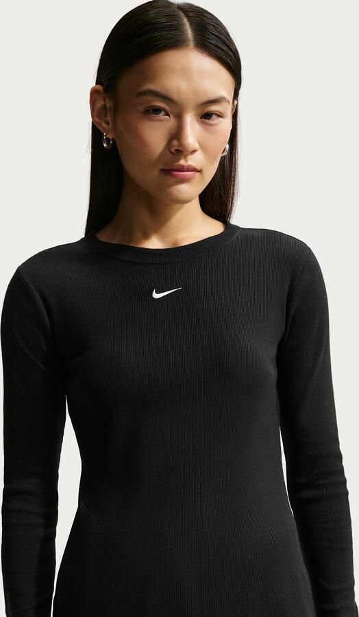 Nike aansluitend geribd T-shirt met lange mouwen voor dames Zwart - Foto 4