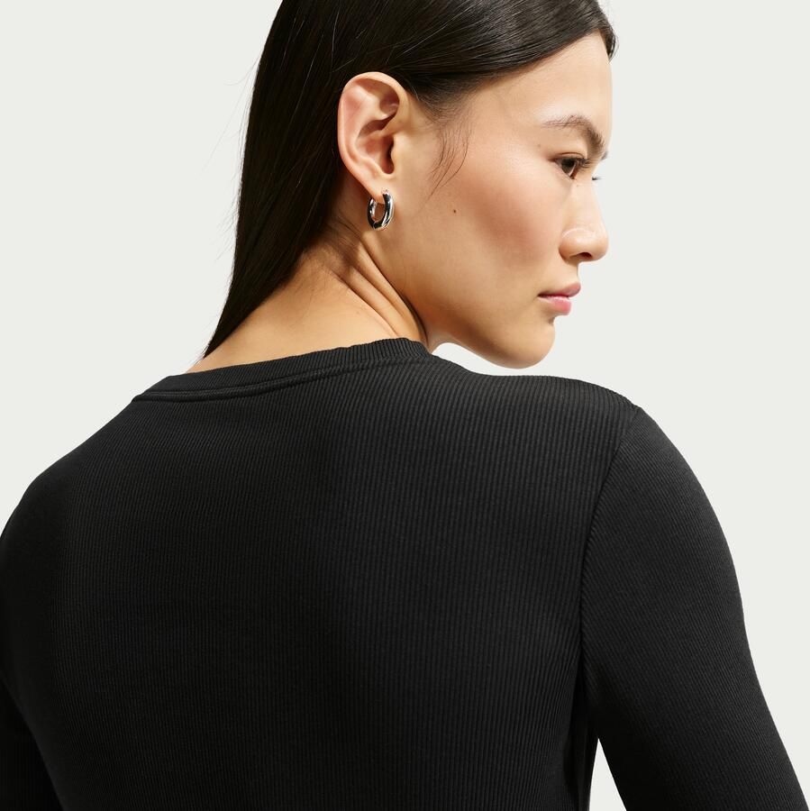 Nike aansluitend geribd T-shirt met lange mouwen voor dames Zwart - Foto 2