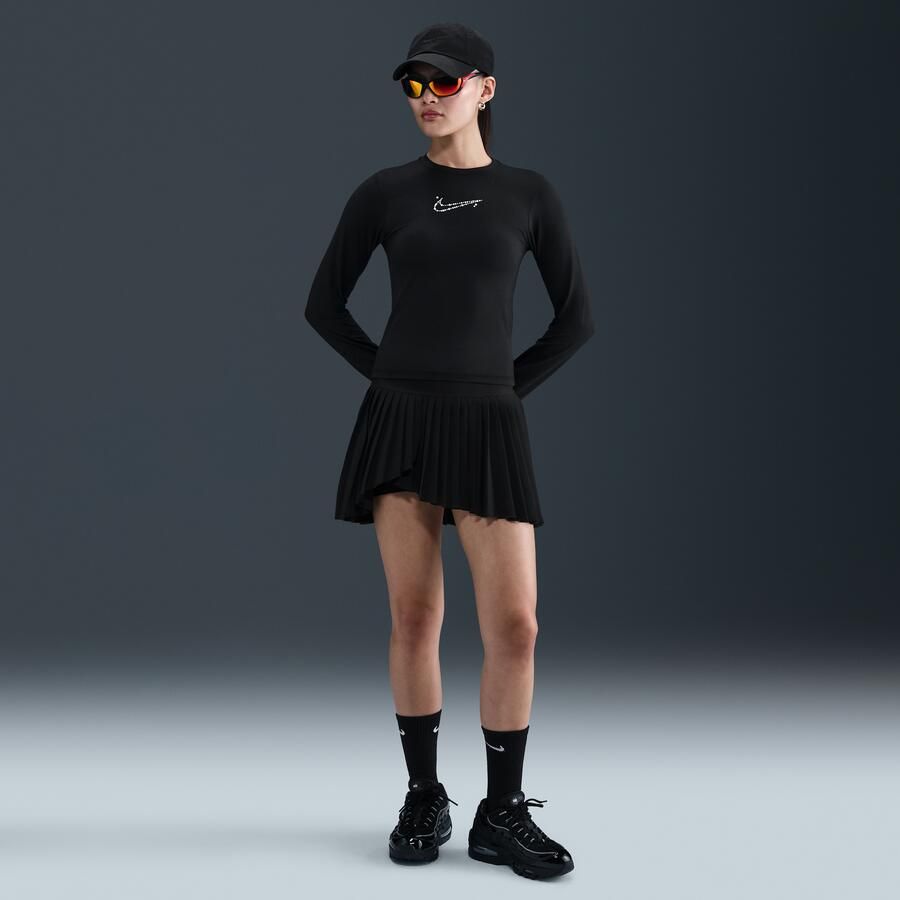 Nike aansluitend kort T-shirt met lange mouwen voor dames Zwart - Foto 3