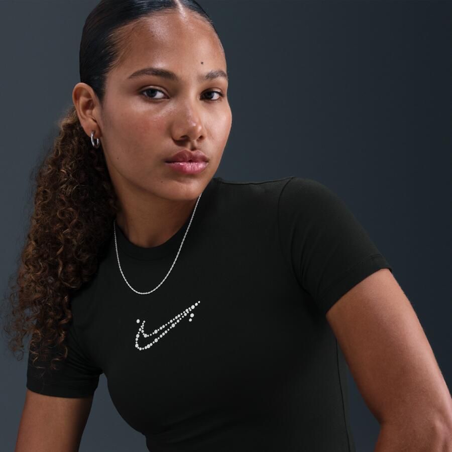 Nike aansluitend kort T-shirt voor dames Zwart - Foto 2