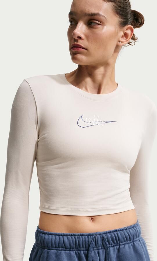 Nike aansluitend T-shirt met lange mouwen voor dames Bruin - Foto 4