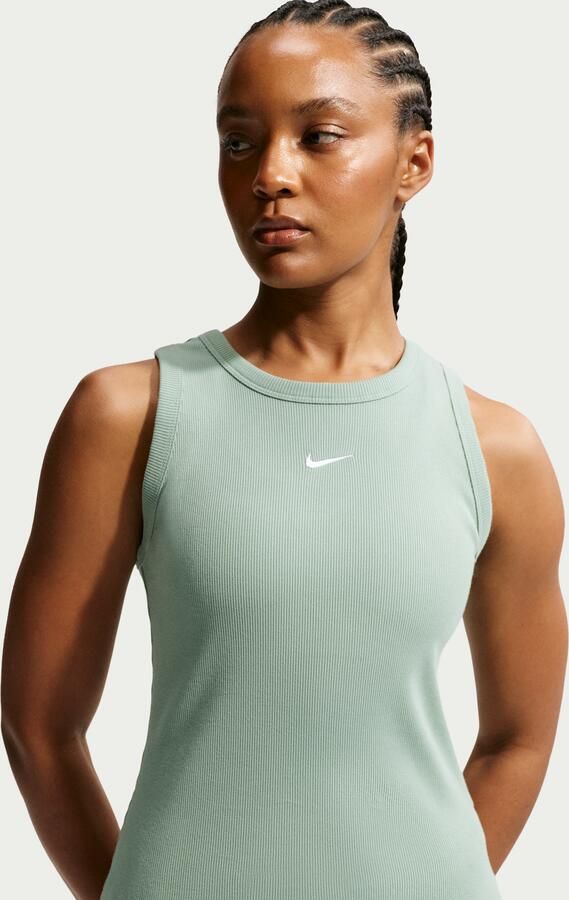 Nike aansluitende geribde tanktop voor dames Groen
