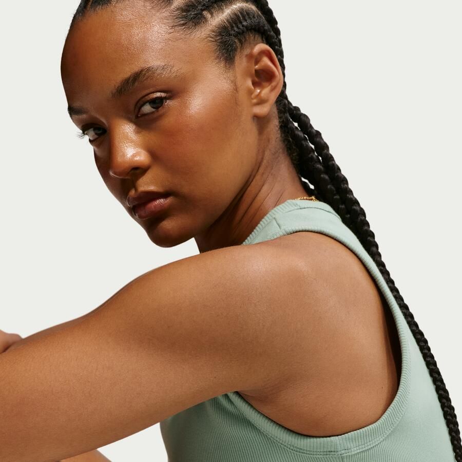 Nike aansluitende geribde tanktop voor dames Groen - Foto 3