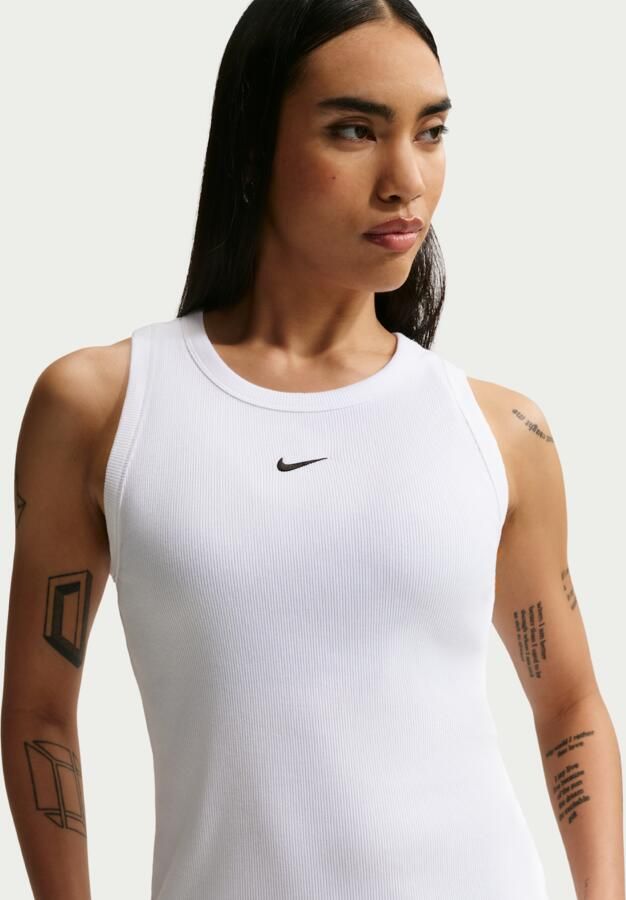 Nike aansluitende geribde tanktop voor Wit