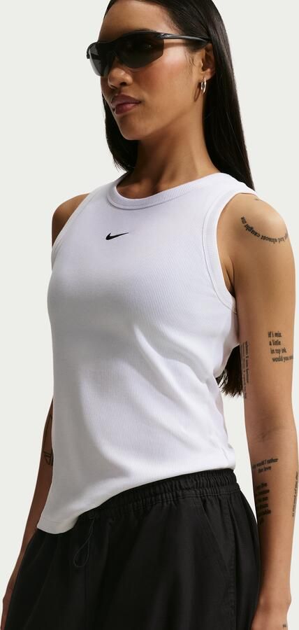 Nike aansluitende geribde tanktop voor Wit - Foto 4