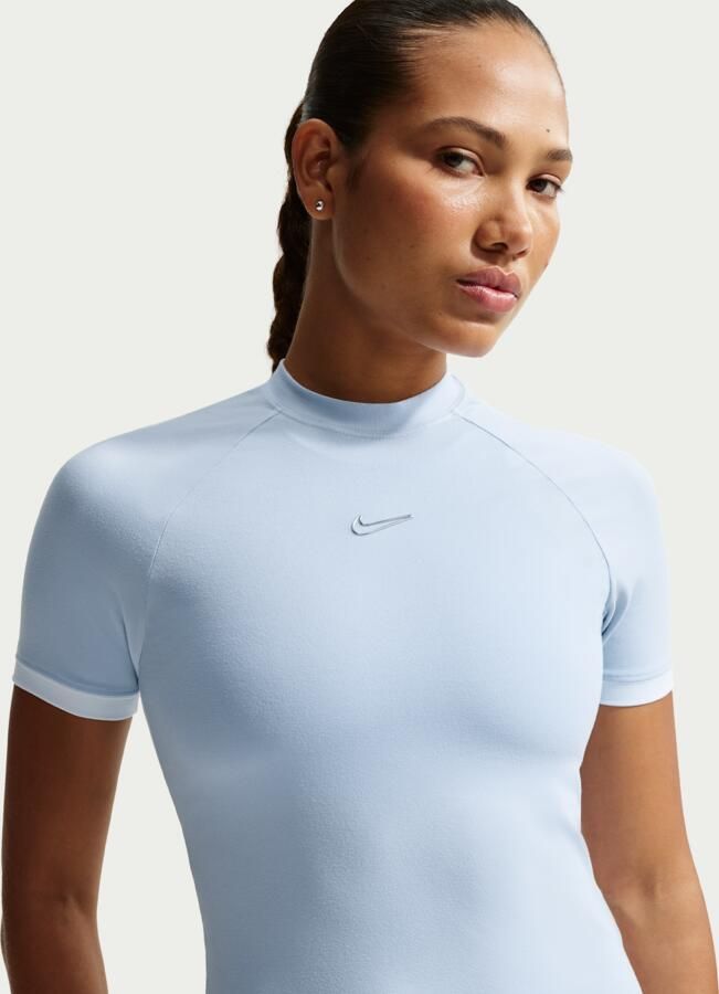 Nike aansluitende top met korte mouwen voor dames Blauw - Foto 4