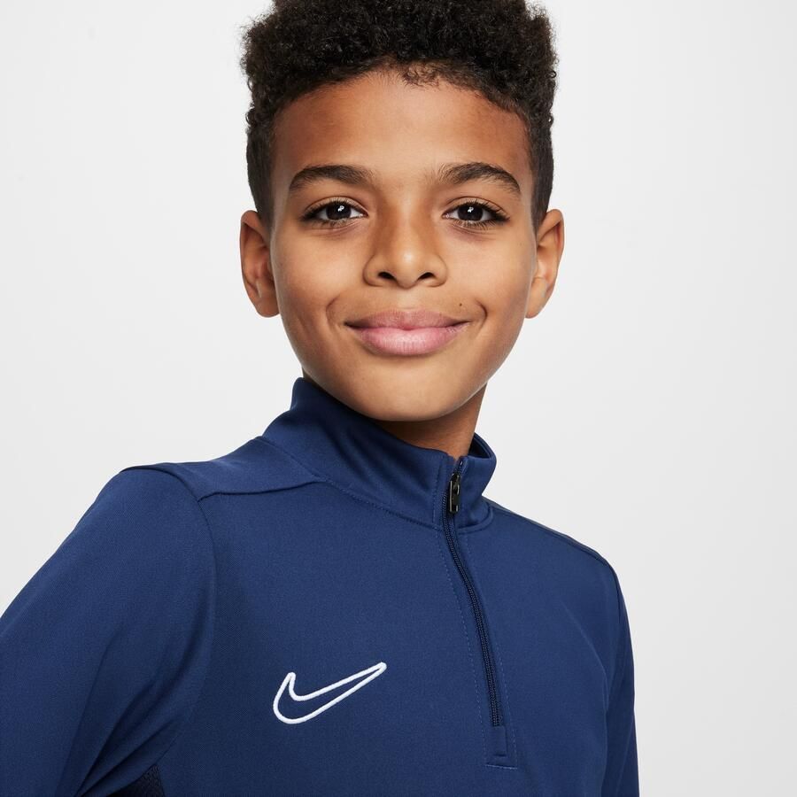 Nike Academy voetbaltrainingstop met Dri-FIT lange mouwen en korte rits voor kids Blauw