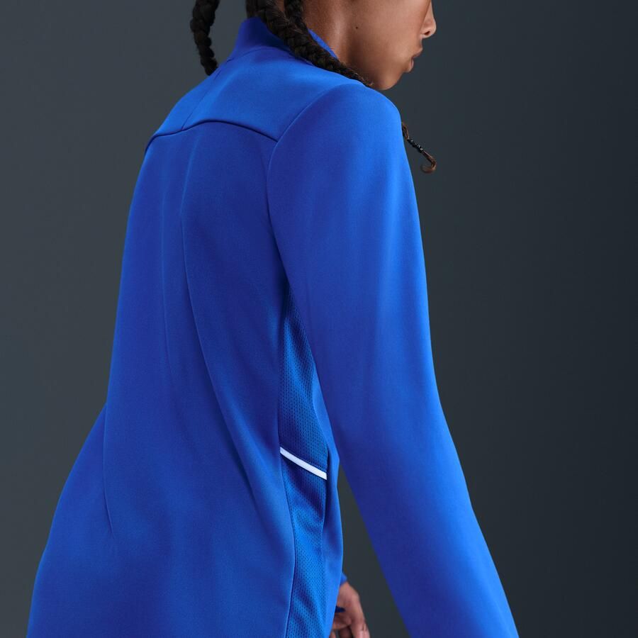 Nike Academy voetbaltrainingstop met Dri-FIT lange mouwen en korte rits voor kids Blauw