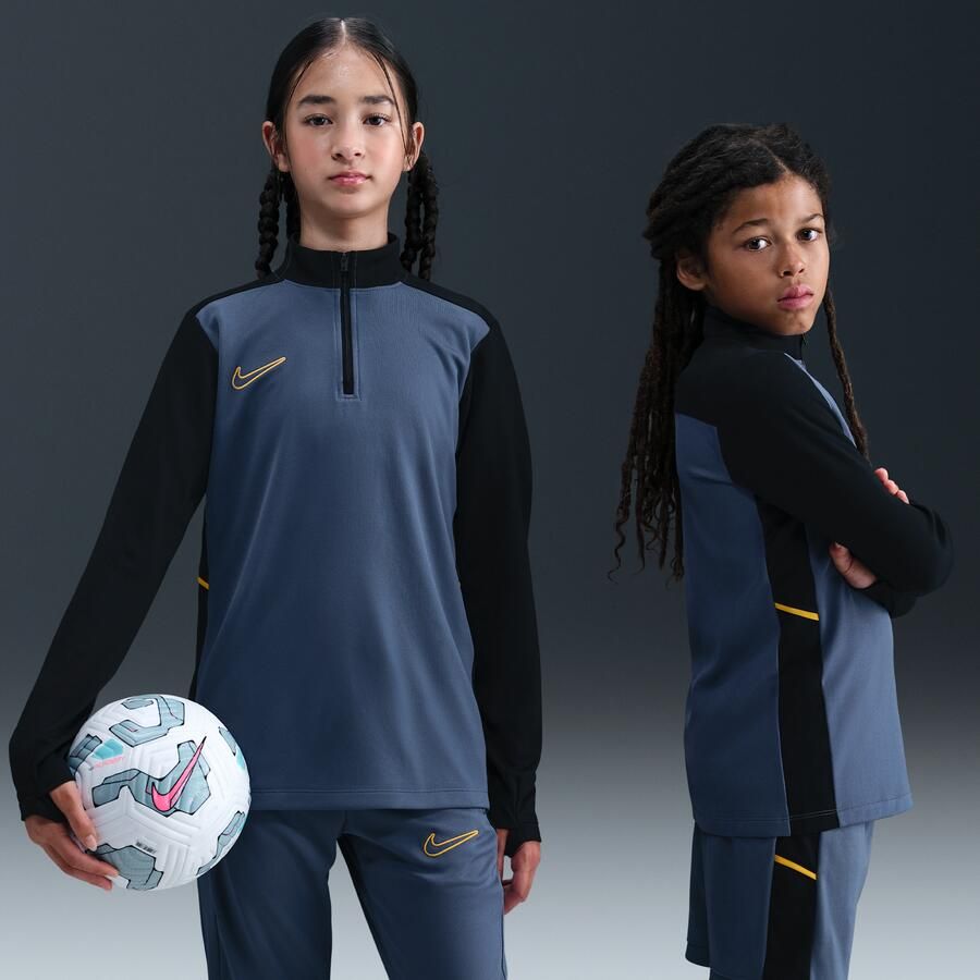 Nike Academy voetbaltrainingstop met Dri-FIT lange mouwen en korte rits voor kids Blauw - Foto 4