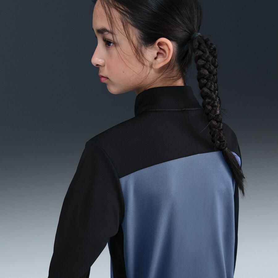 Nike Academy voetbaltrainingstop met Dri-FIT lange mouwen en korte rits voor kids Blauw - Foto 3