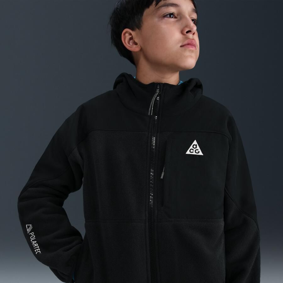 Nike ACG 'Wolf Tree' Polartec hoodie met rits over de hele lengte voor kids Zwart - Foto 2