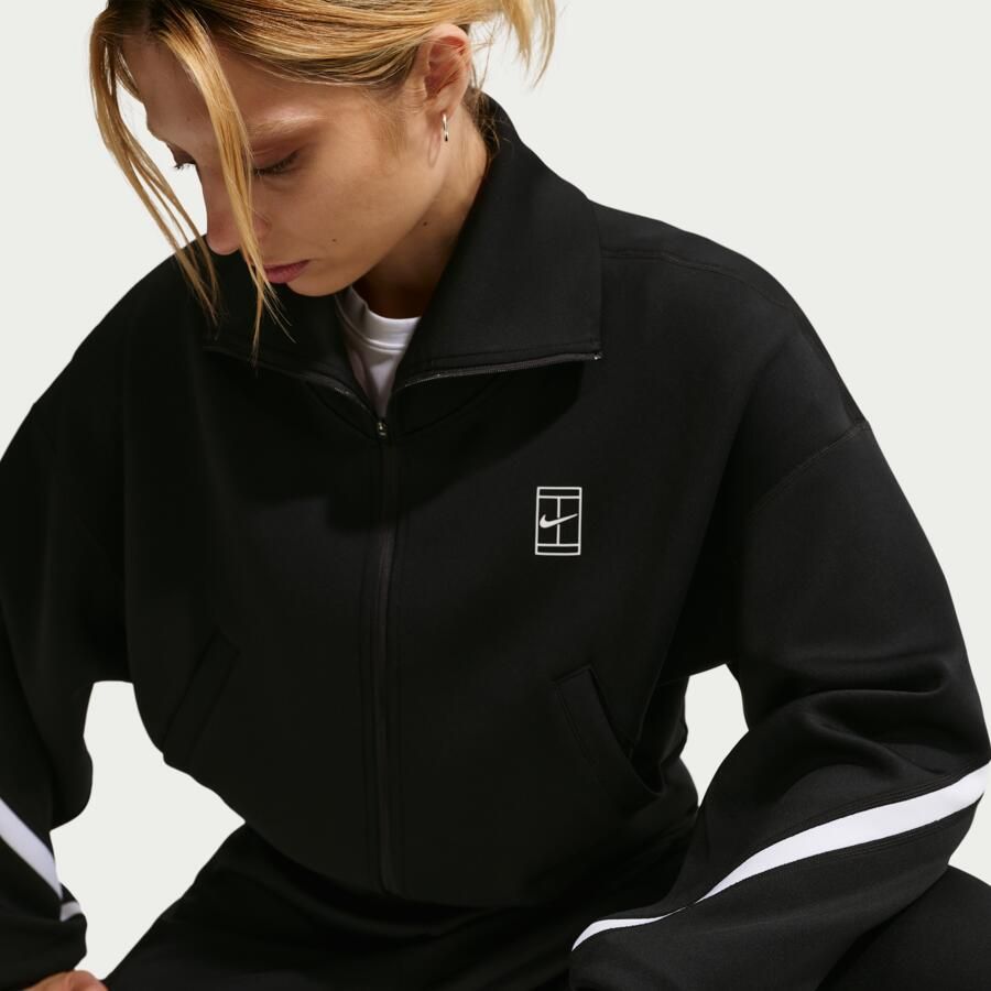 Nike Advantage Dri-FIT tennisjack met rits over de hele lengte voor dames Zwart