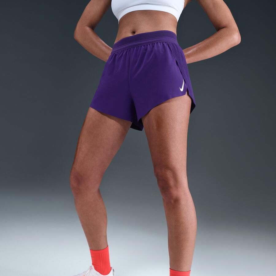 Nike AeroSwift Dri-FIT ADV hardloopshorts met halfhoge taille en binnenbroekje voor dames (8 cm) Paars