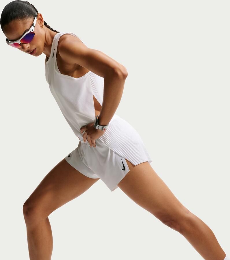 Nike AeroSwift Dri-FIT ADV hardloopshorts met halfhoge taille en binnenbroekje voor dames (8 cm) Wit - Foto 3