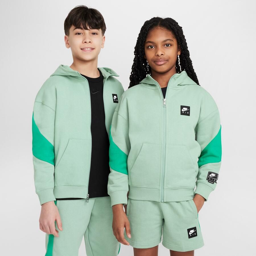 Nike Air fleecehoodie met rits voor kids Groen - Foto 4
