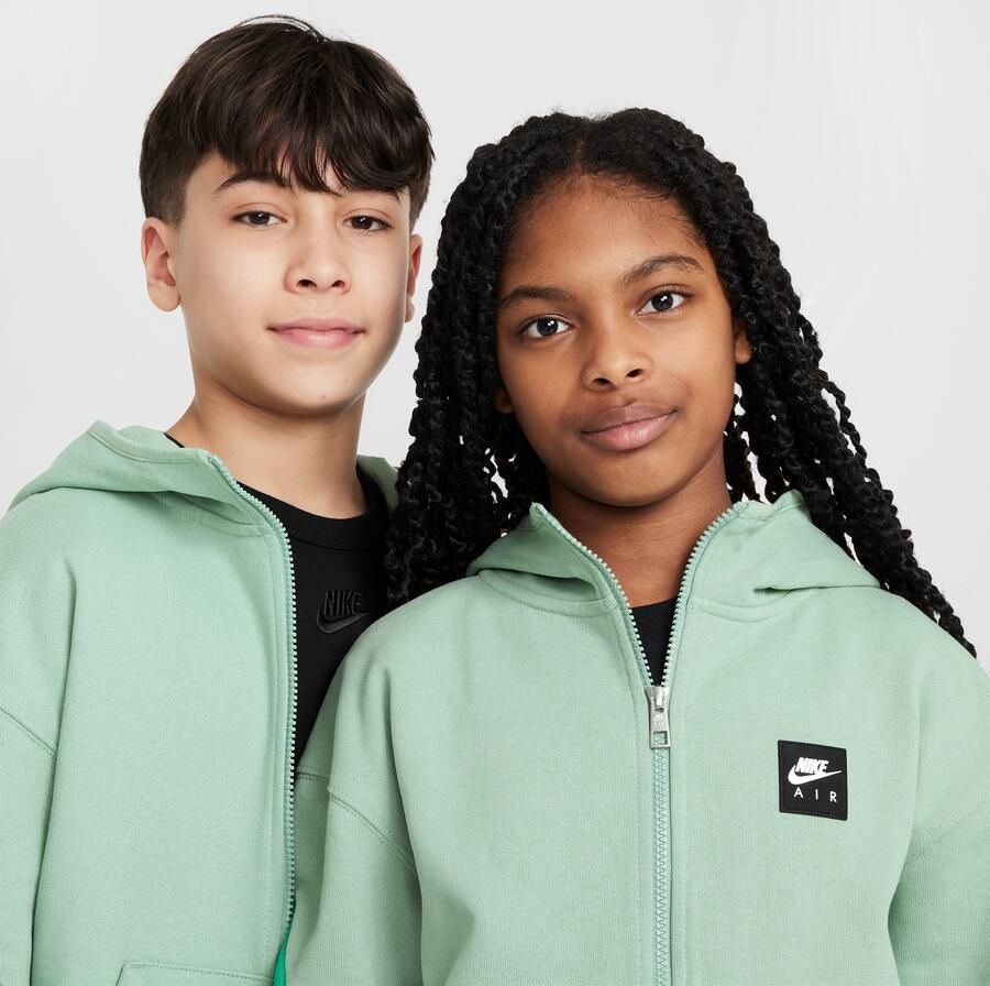 Nike Air fleecehoodie met rits voor kids Groen - Foto 3