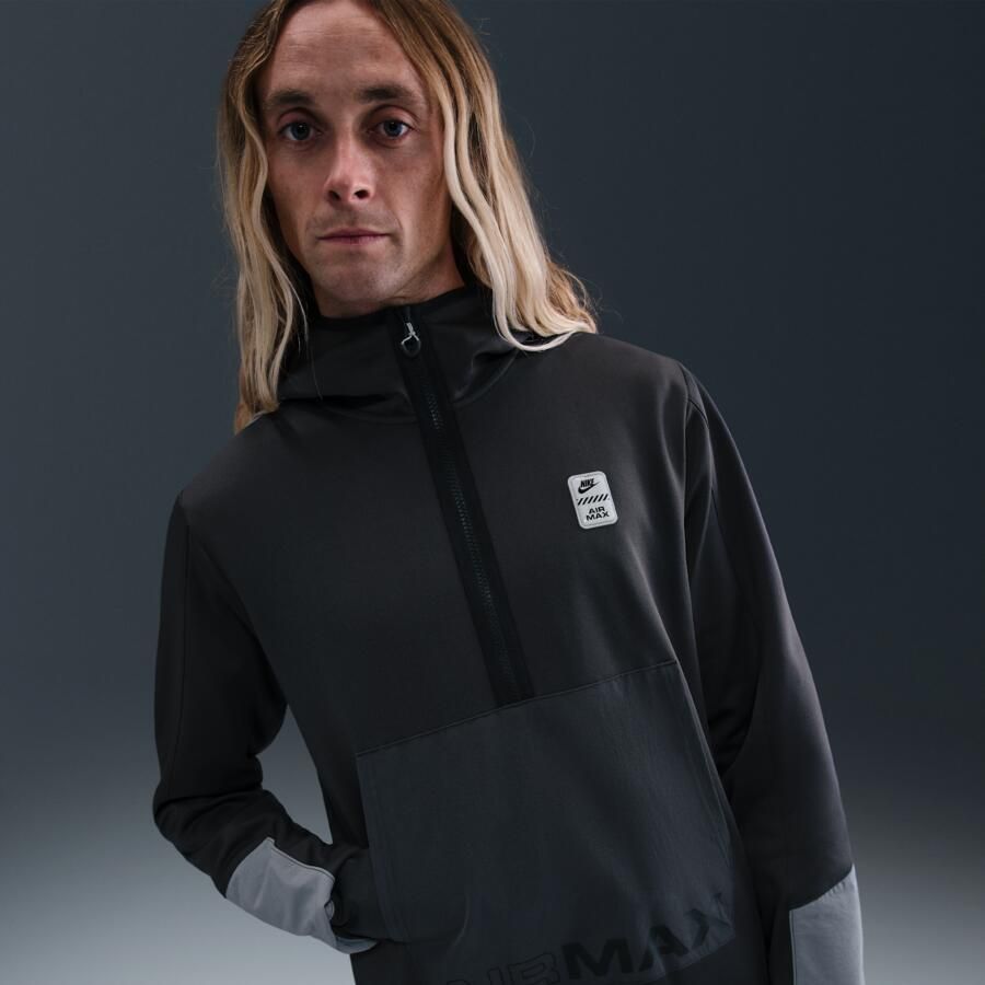 Nike Air Max poly-knit fleecehoodie met halflange rits voor heren Grijs - Foto 4