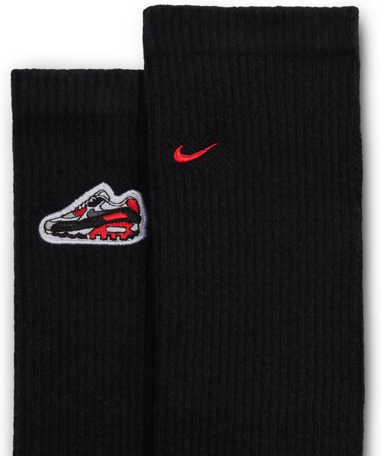 Nike Air Max 90 Everyday Plus crew sokken met demping (1 paar) Zwart