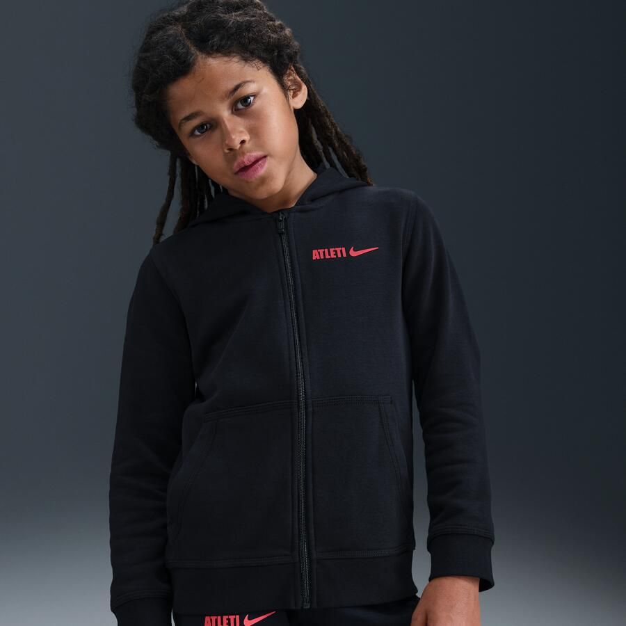 Nike Atlético Madrid Club voetbalhoodie met rits over de hele lengte voor jongens Zwart - Foto 4
