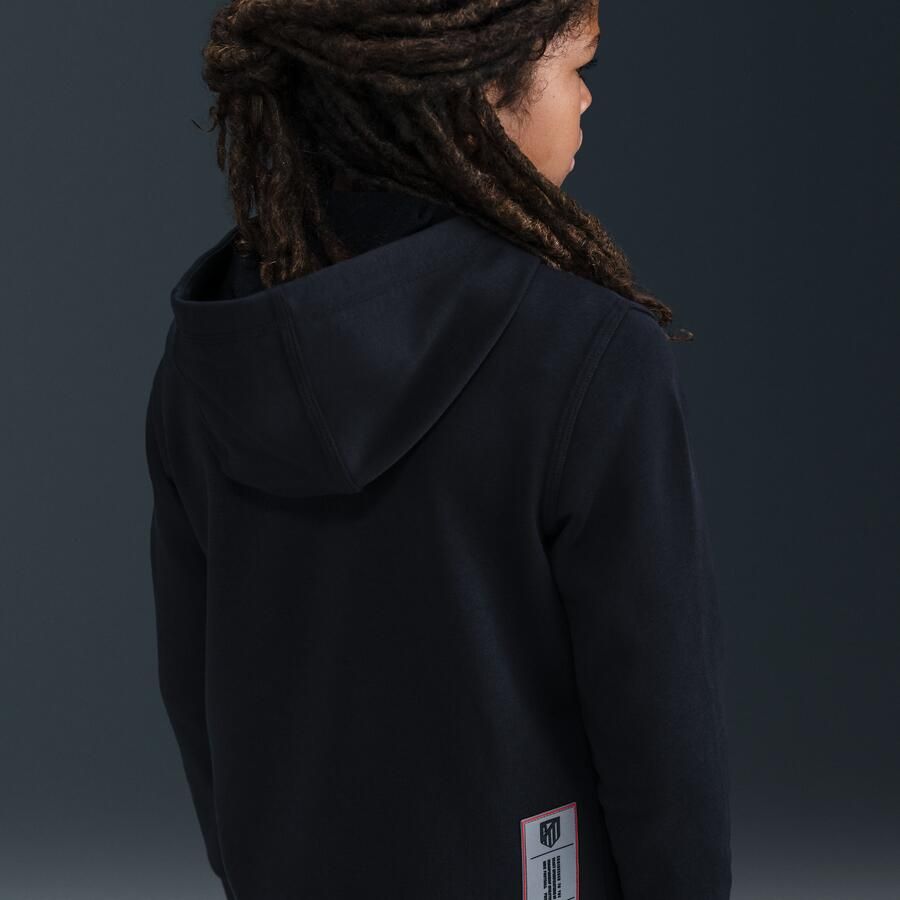 Nike Atlético Madrid Club voetbalhoodie met rits over de hele lengte voor jongens Zwart